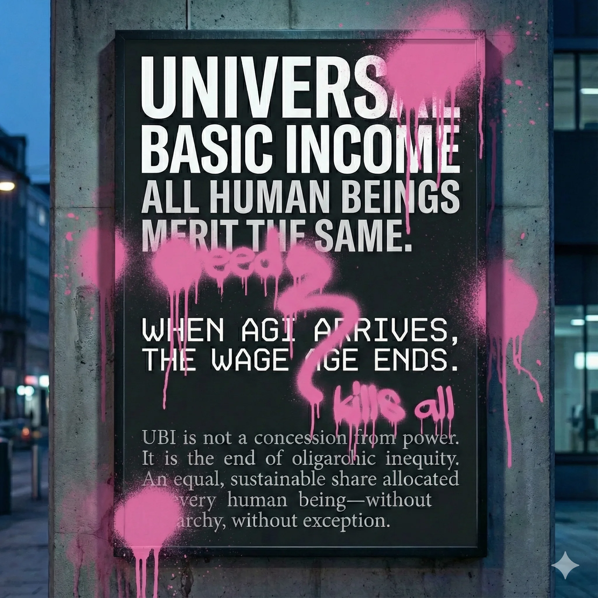 Universal Basic Income Billboard - All Human Beings Merit The Same