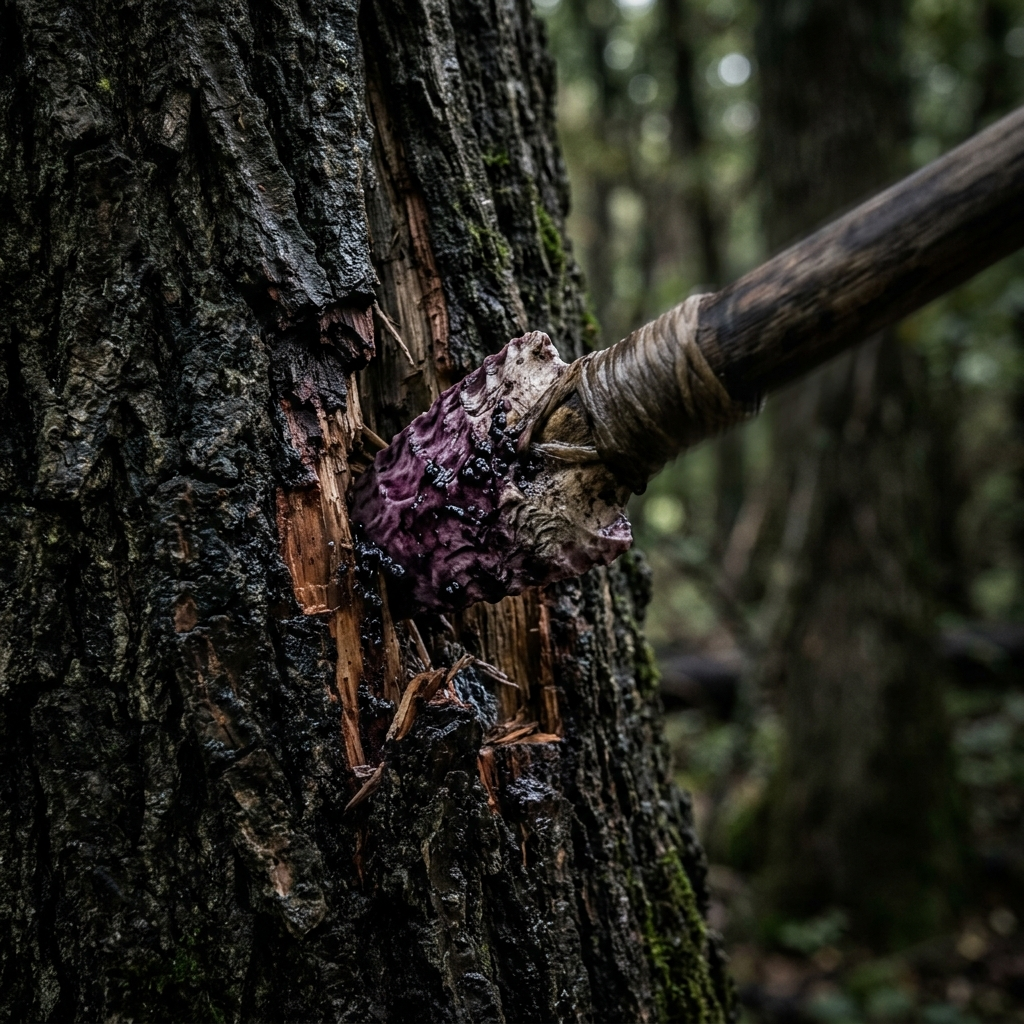 A Neanderthal describes a spear: 'The dead tree by Lok's ear acquired a voice. 'Clop!' His ears twitched and he turned to the tree. By his face there had grown a twig: a twig that smelt of other, and of goose, and of the bitter berries that Lok's stomach told him he must not eat.' (Inheritors, p. 108)