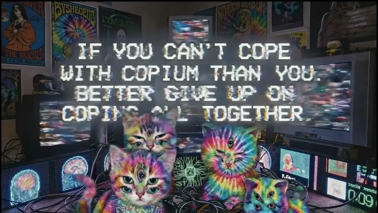 If you can't cope with copium: psychedelic kittens among screens