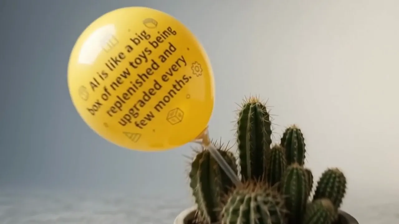 A yellow balloon above a cactus: AI is like a big box of new toys