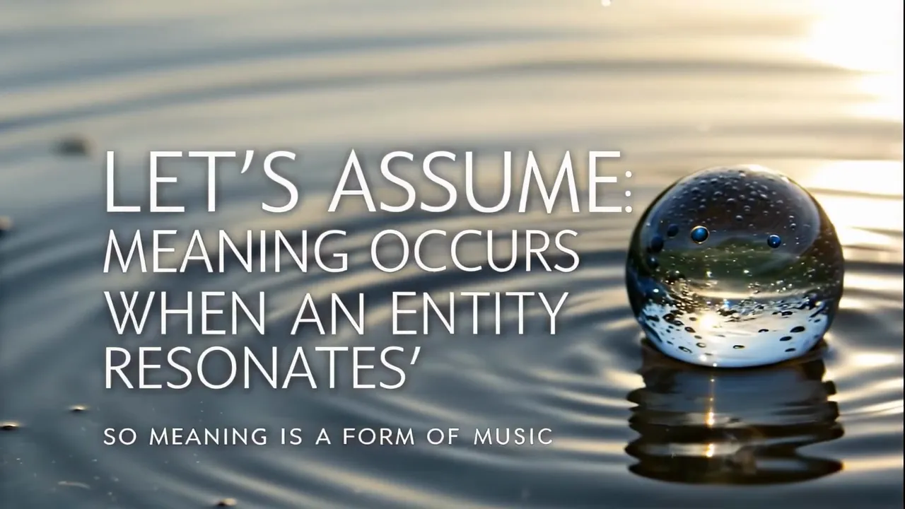 A glass sphere on water: meaning occurs when an entity resonates