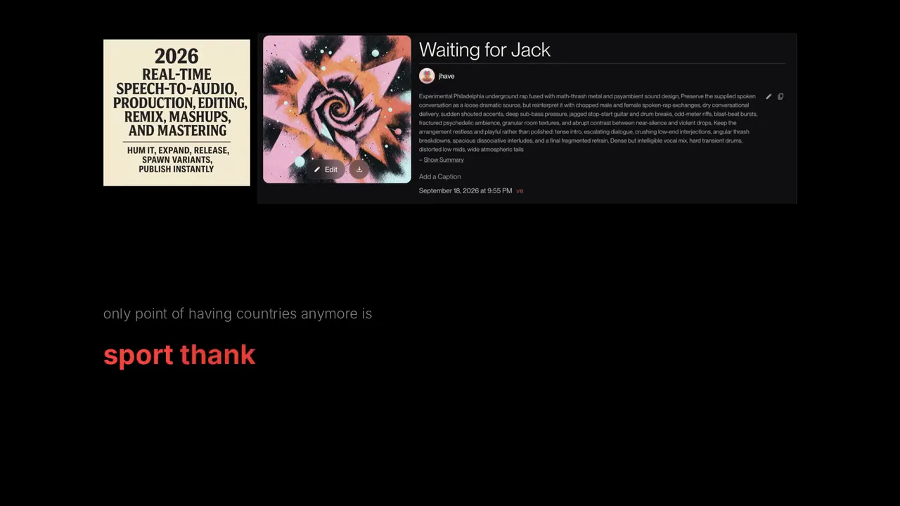 Waiting for Jack: the Suno page, with the sung words below