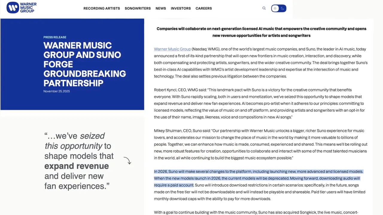 Warner Music Group and Suno forge groundbreaking partnership: the press release