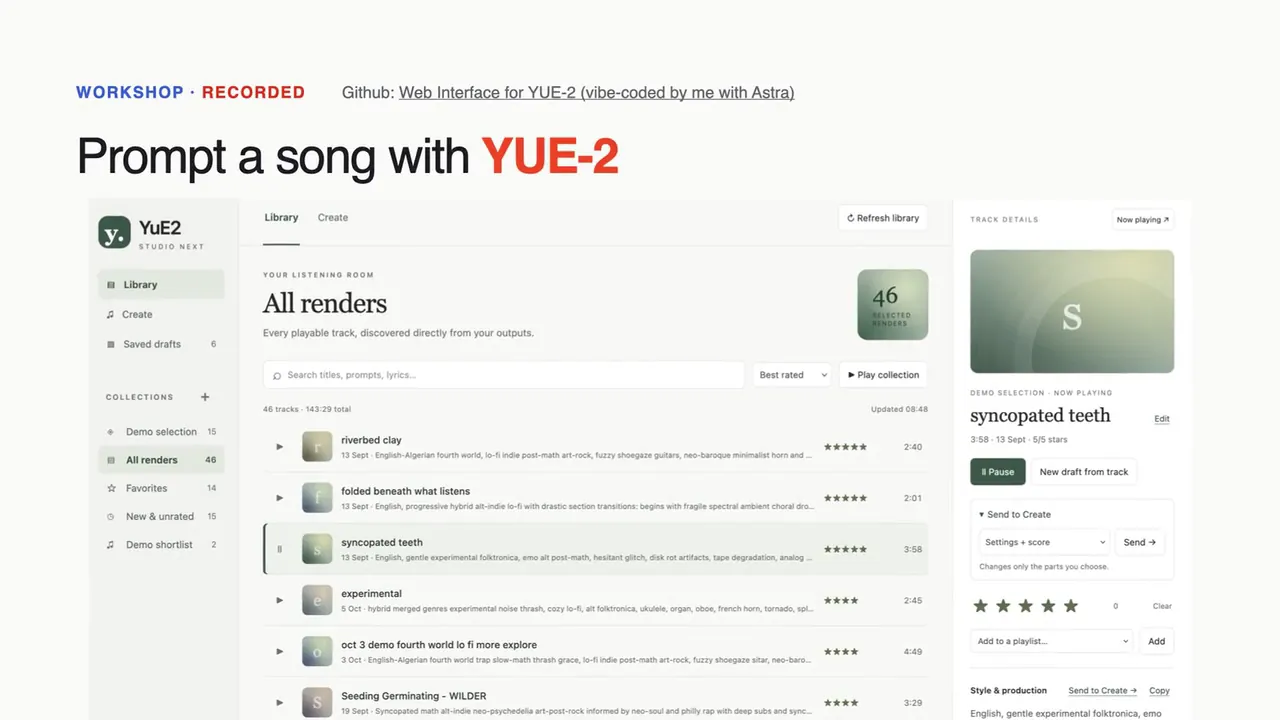 Prompt a song with YuE-2: the vibe-coded web interface